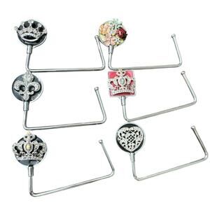 SPRING STREET DESIGN CRYSTAL SET OF 6 ENAMEL HANDBAG HOLDER BAG HOOK